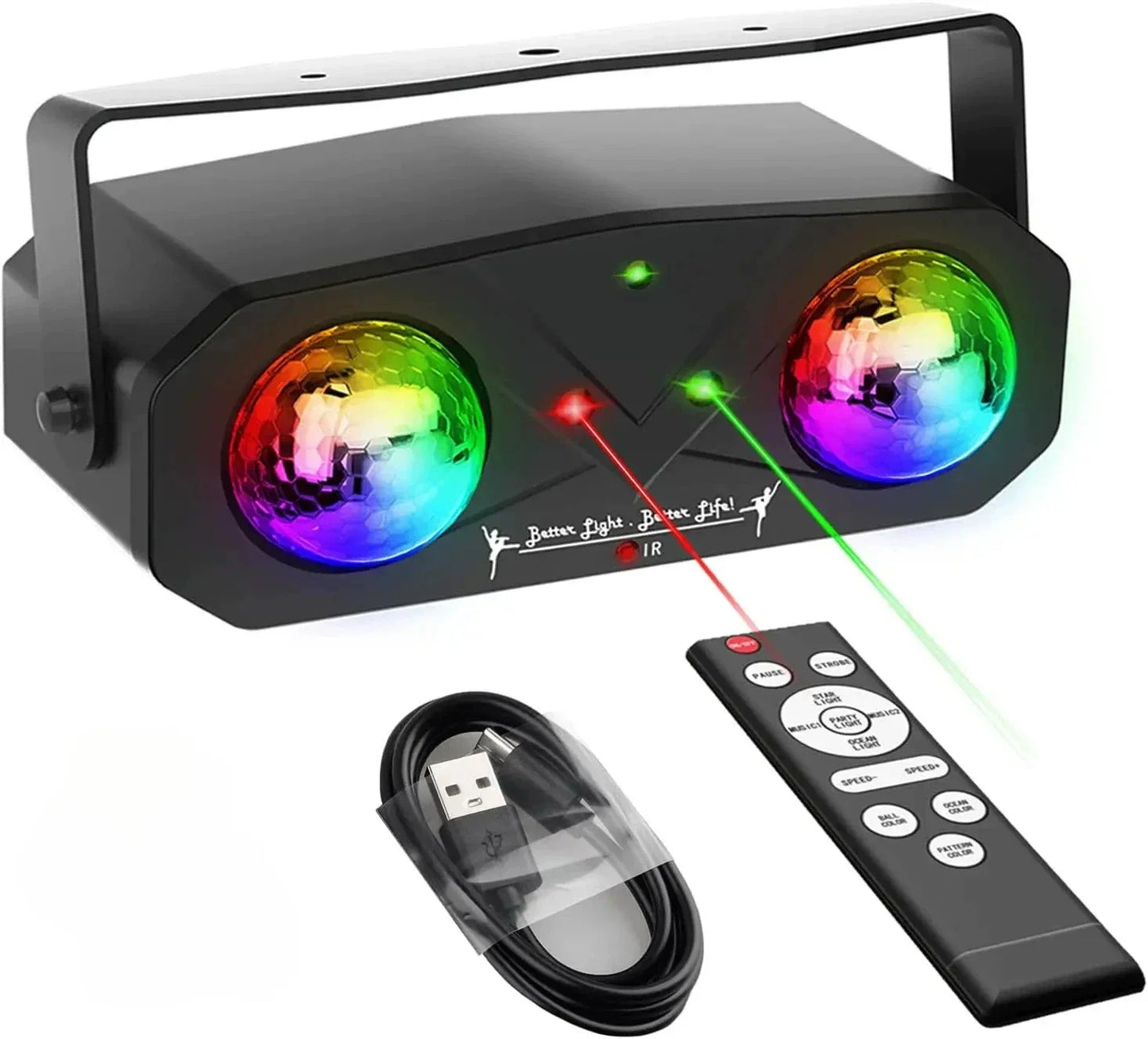 Luz de fiesta, bola de discoteca, luz de DJ, luz de discoteca, luz del océano, luz de estrellas, proyector, luz de baile, sonido activado con control remoto