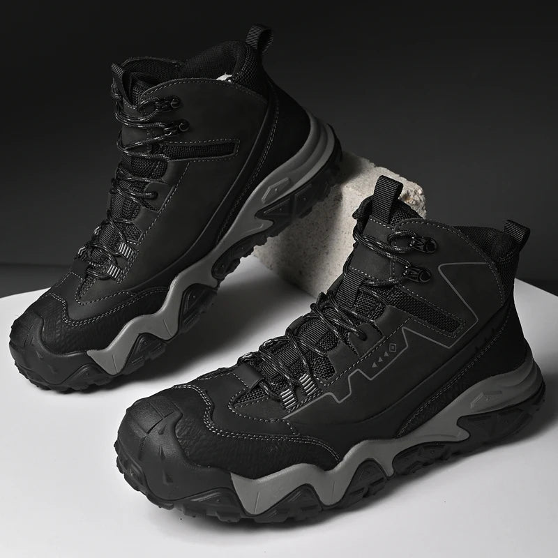 Retro Outdoor Motorcycle Boots Male Comfortable Leather Ankle Boots for Men New Trend Biker High Top Shoes Leisure Walk Botas