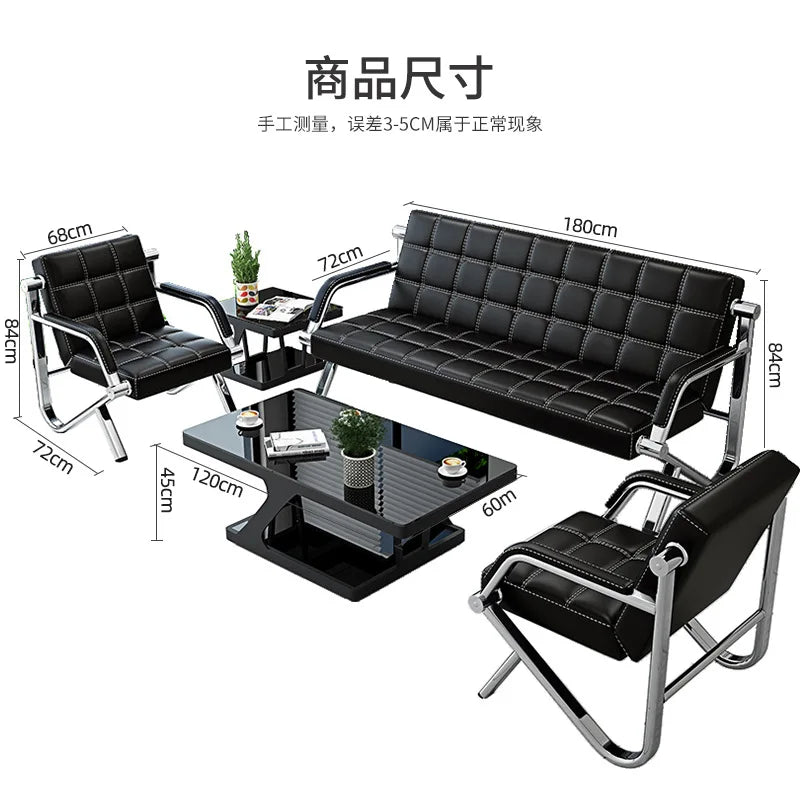 Combinación de sofá y mesa de centro para oficina comercial Recepción empresarial Invitados para reuniones sencillas Oficina moderna de hierro forjado para tres personas