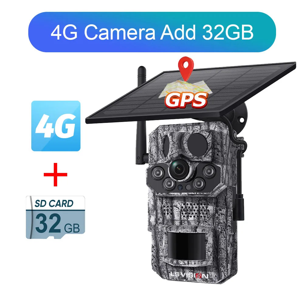 Cámara de rastreo celular Ucon 4G LTE de 5 MP con energía solar, sensor PIR activado por movimiento, tiempo de disparo de 0,2 s, visión nocturna, para caza de vida silvestre.
