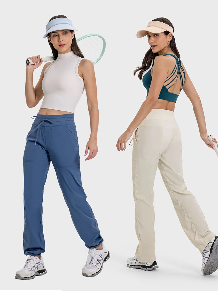 Pantalones deportivos de mujer de secado rápido, ligeros, transpirables, para correr, fitness, cintura alta, holgados, de pierna ancha, casuales, para yoga, otoño 2024.