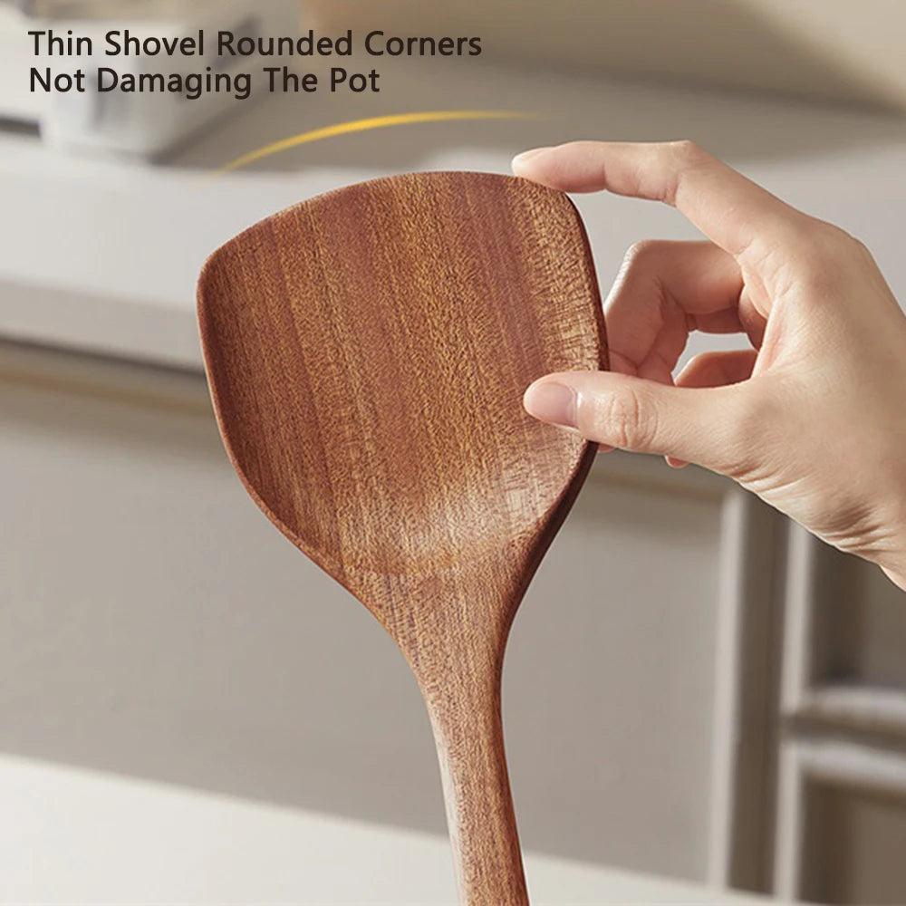 Espátula de madera de ébano COOKER KING, sartén antiadherente, espátula especial para saltear, espátula resistente al calor, cuchara para sopa de arroz, utensilios de cocina