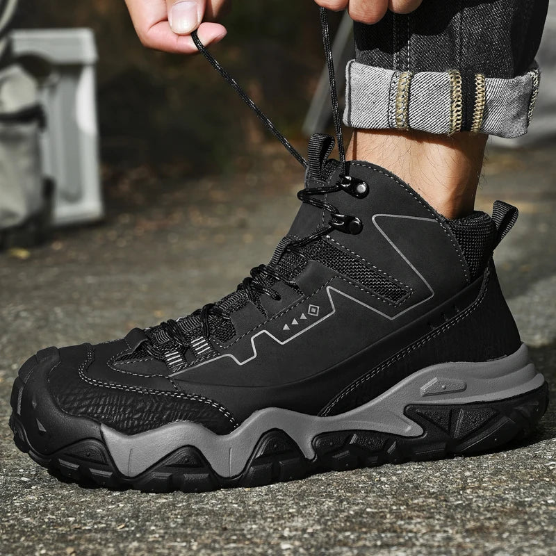 Retro Outdoor Motorcycle Boots Male Comfortable Leather Ankle Boots for Men New Trend Biker High Top Shoes Leisure Walk Botas