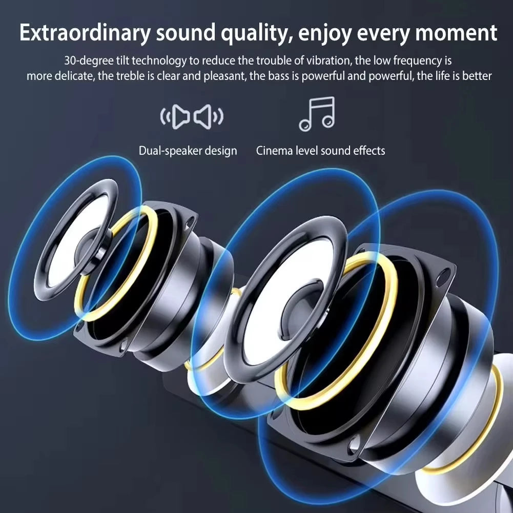 Barra de sonido Bluetooth con cable USB, altavoces estéreo para proyector, PC, portátil, teléfono, ordenador, altavoz auxiliar de 3,5 mm