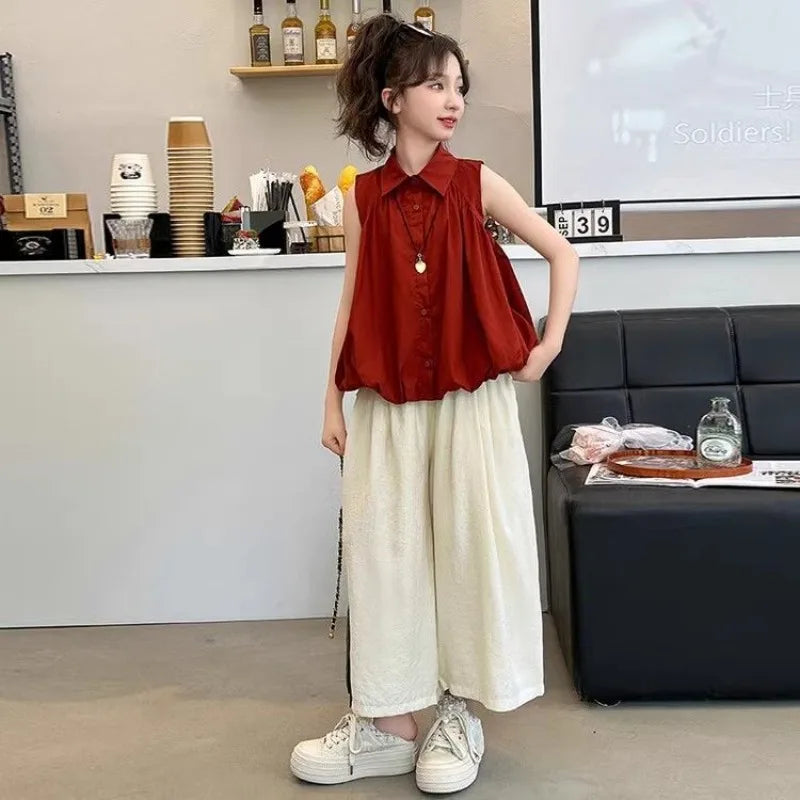 Conjunto de ropa infantil de 7 a 12 años para niña, ropa de verano para niña, 10 piezas, parte superior e inferior, 2025, nueva ropa infantil.