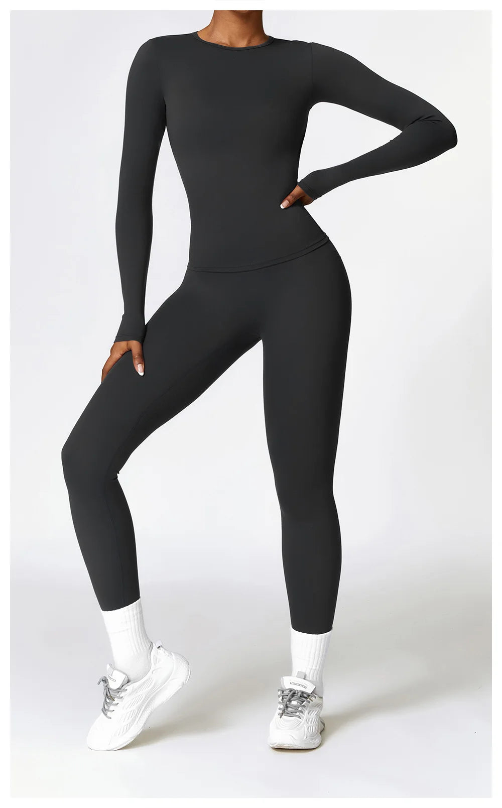 2PCS Seamless Yoga Set Women Workout Set Sportswear Gym Clothing Fitness Long Sleeve Crop Top High Waist Leggings Sports Suits