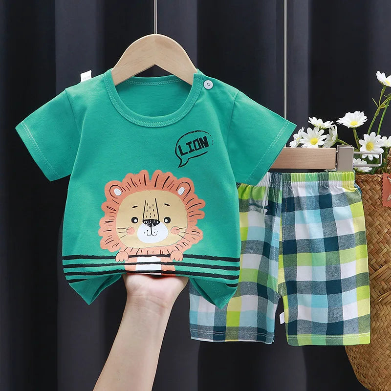 Conjuntos de ropa para niños, camisetas con estampado de dibujos animados, camisetas sencillas de moda, pantalones cortos, nuevas camisetas bonitas, chándales, camisetas de manga corta para niños, pantalones cortos