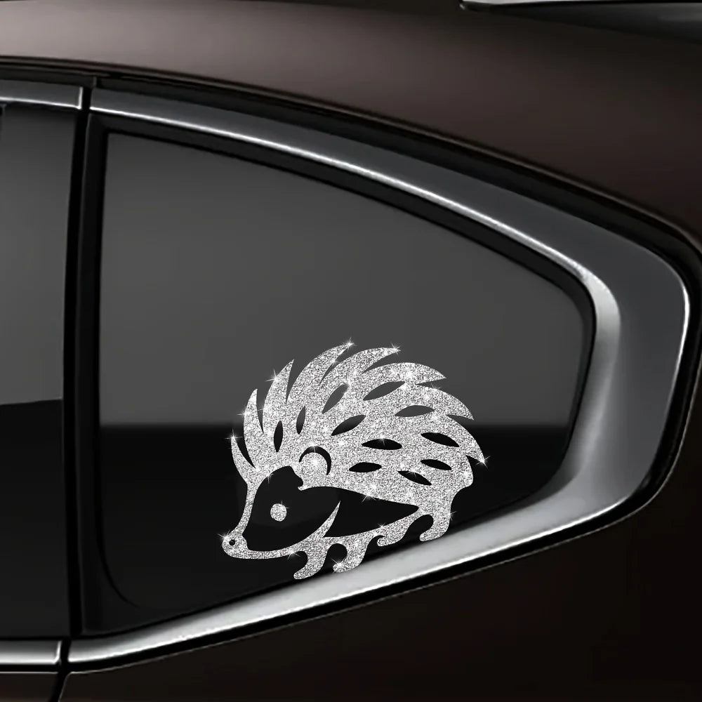 1 pieza de linda pegatina decorativa para coche de erizo con purpurina brillante, vinilo autoadhesivo para decoración de coche adecuada para coches, camiones