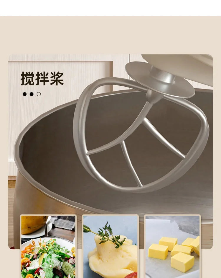 Amasadora automática pequeña de 220 V para uso doméstico, multifuncional, con espumador de leche y batidor de huevos.