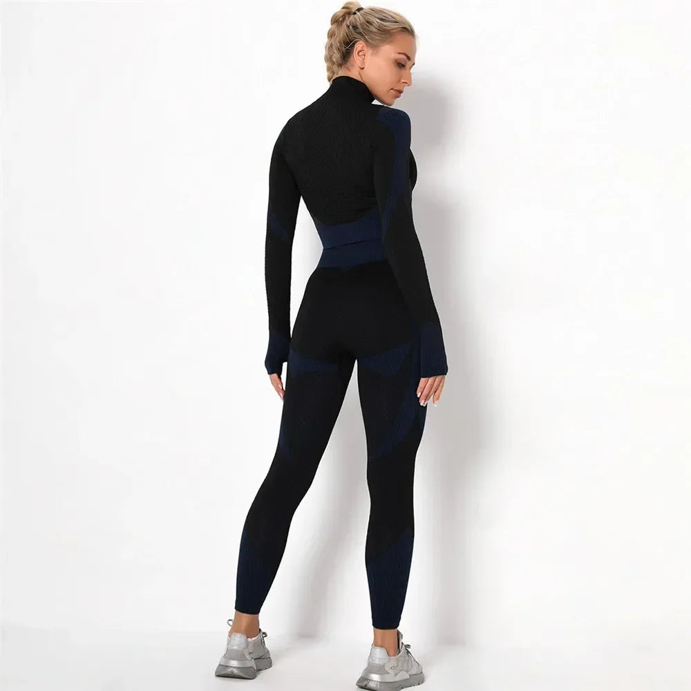 Conjunto de 3 piezas de yoga sin costuras, chaleco deportivo de fitness, pantalones de cintura alta que levantan la cadera, ropa de entrenamiento, conjunto de leggings de gimnasio para mujer