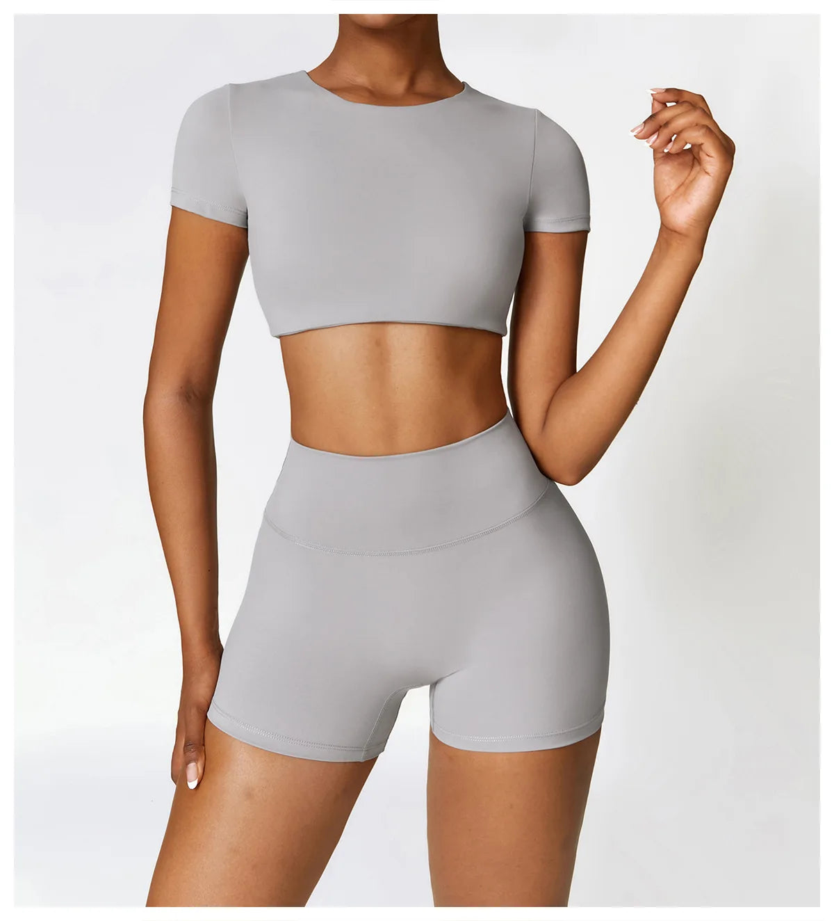 2PCS Seamless Yoga Set Women Workout Set Sportswear Gym Clothing Fitness Long Sleeve Crop Top High Waist Leggings Sports Suits