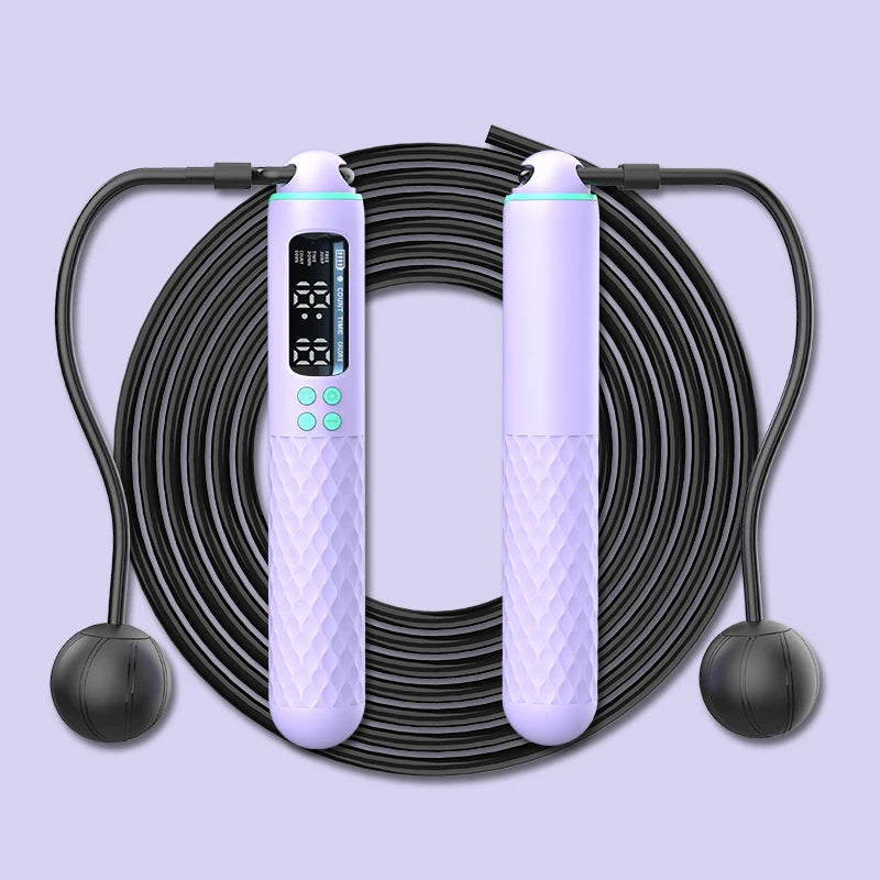 Cuerda de saltar con tecnología electrónica recargable por USB, cuerda de alambre ajustable, contador de calorías inalámbrico digital.