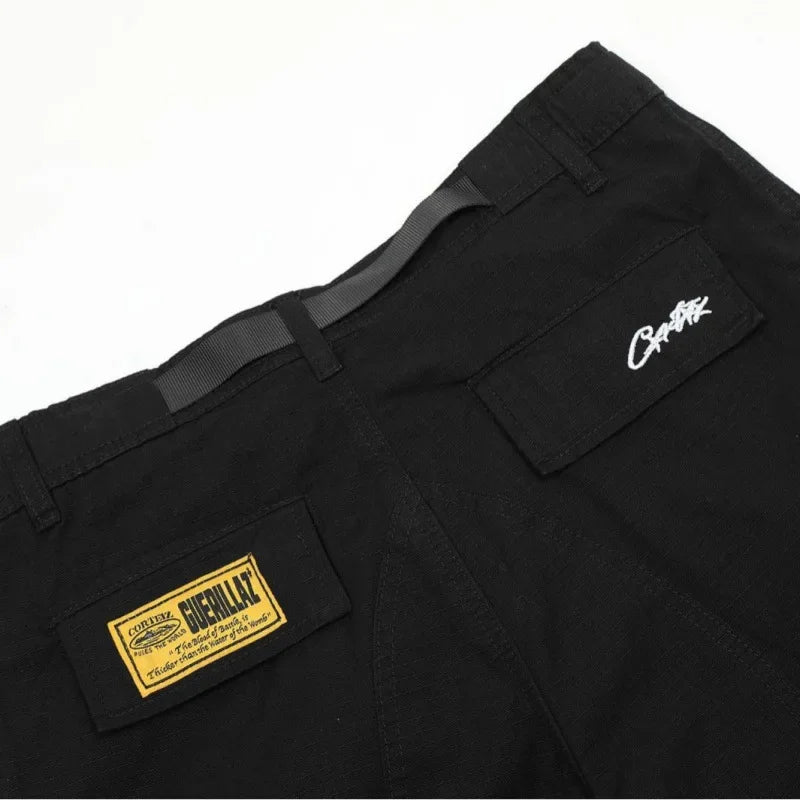 Pantalones cortos de trabajo holgados e informales con estampado multibolsillos para hombre, estilo hip hop, estilo urbano, a la moda