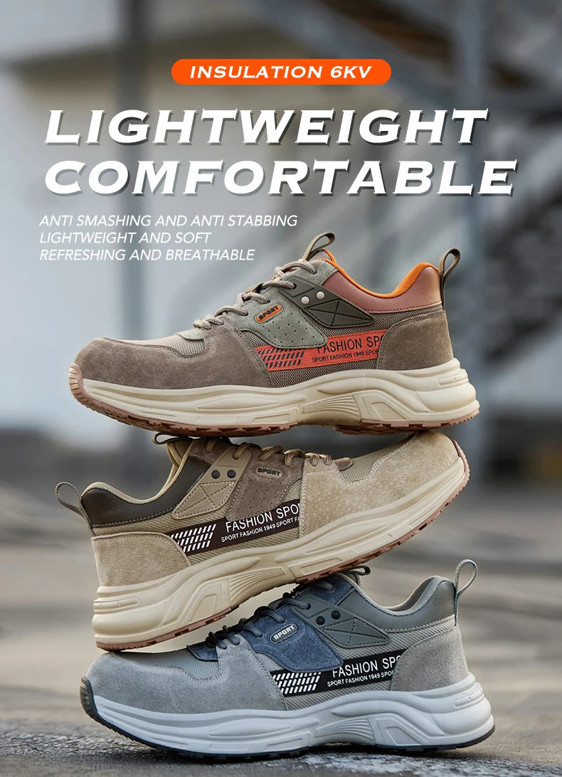 Zapato de trabajo antiperforación para hombre, zapatillas de trabajo de seguridad transpirables con puntera de acero, zapatos indestructibles, botas de trabajo transpirables.