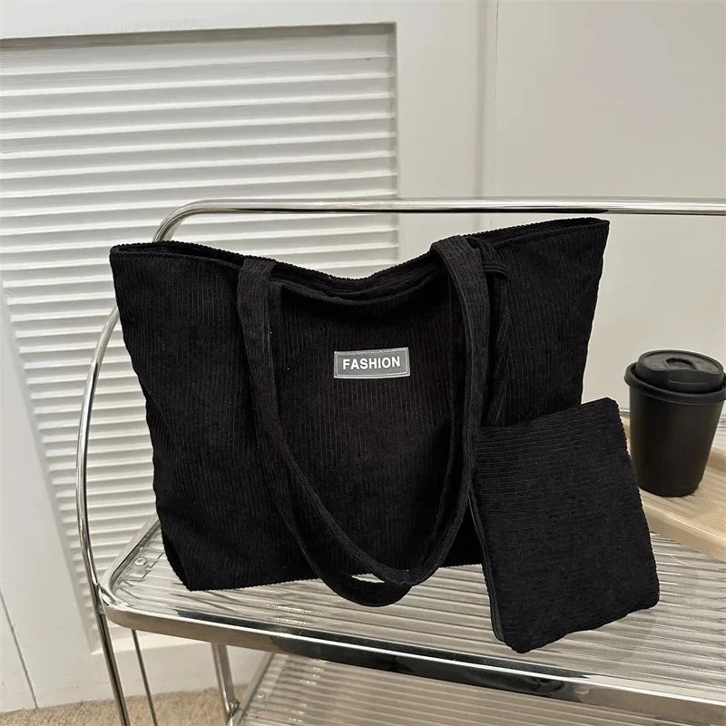 Bolso de mano moderno de gran capacidad, sencillo, estilo coreano, de un solo hombro, para uso diario, con bolsillo para teléfono, poliéster, talla L