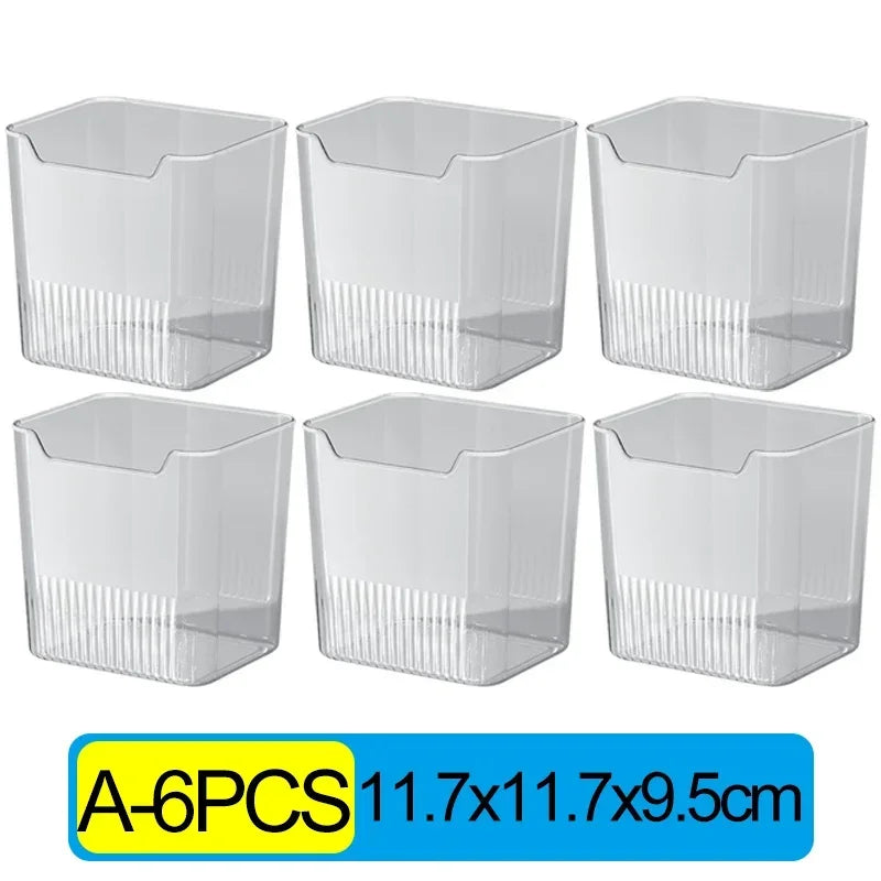 1/6 cajas de almacenamiento para puerta lateral de refrigerador, portátiles, para conservar verduras y frutas, de plástico de grado alimenticio para cocina.