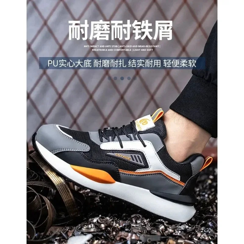 Zapatos de trabajo para hombre nuevos, con punta de acero, antigolpes y antipuñalamientos, transpirables y antideslizantes.