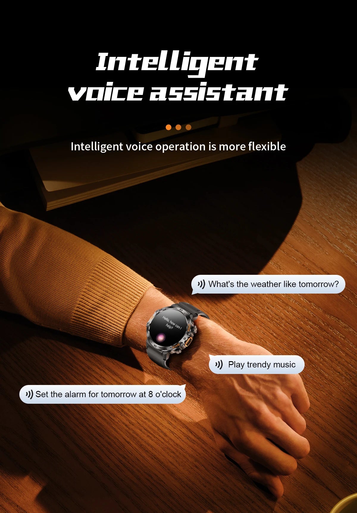 Nuevo reloj inteligente militar para hombre, pantalla AMOLED HD de 360*360, resistente al agua, con linterna LED, deportivo, para Android e iOS.