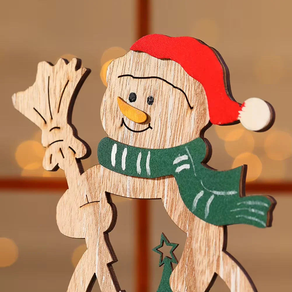 Decoración navideña DIY, manualidades de madera, adornos creativos, Papá Noel, muñeco de nieve, reno, decoración de escritorio navideña, regalos