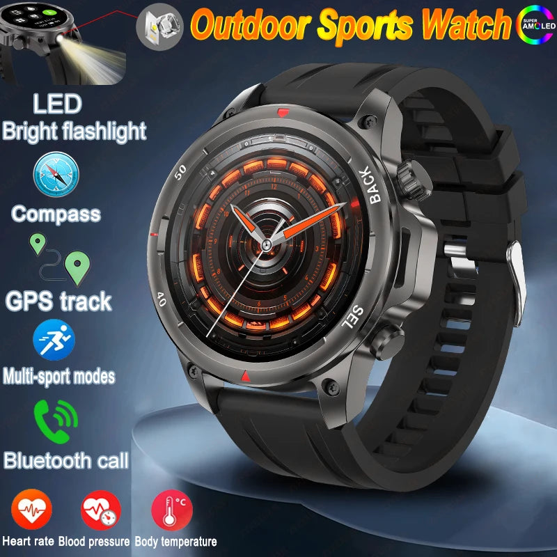Reloj inteligente deportivo para exteriores Xiaomi, con GPS, linterna, brújula, Bluetooth, llamadas, control del ritmo cardíaco, NFC, resistente al agua, 2025