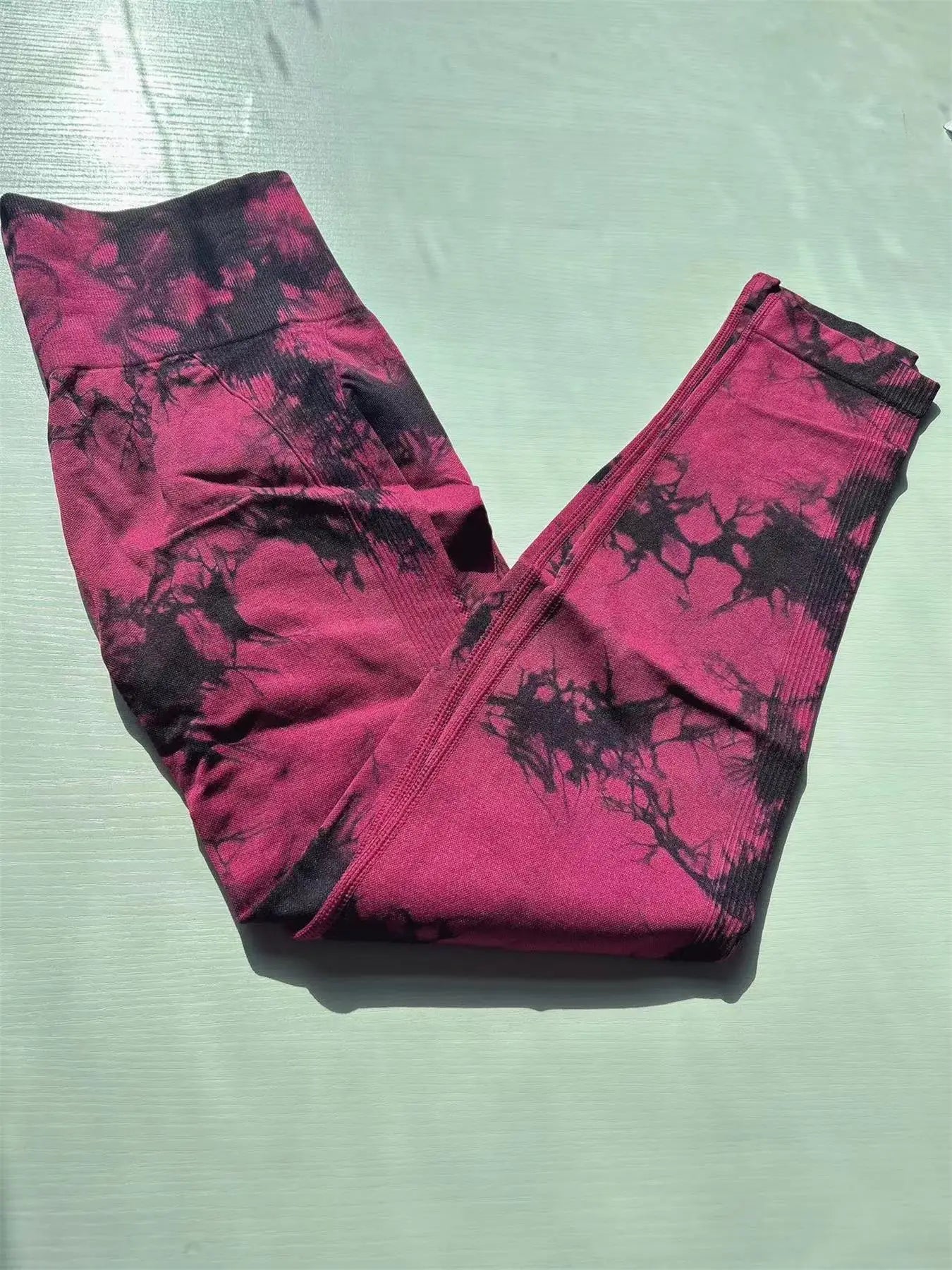 All Seasons Women's Tie Dye Print High Waist Sports Leggings, Breathable Wide Waistband Seamless Skinny Pants for Gym Workout