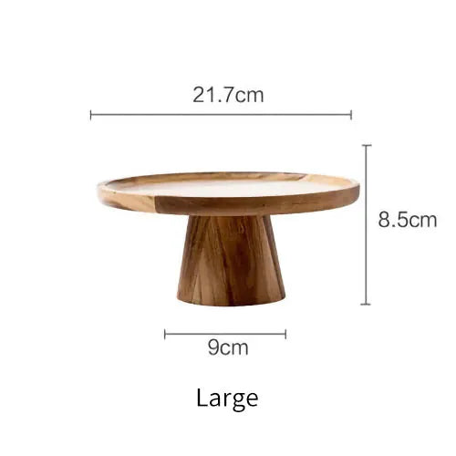 KEMORELA - Plato de madera alto para tartas, bandejas creativas para servir comida, bandeja de madera natural ecológica para postres, frutas y aperitivos, decoración del hogar