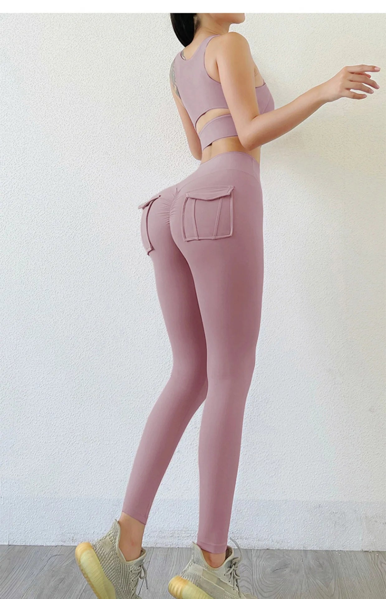 Leggings deportivas para mujer, elásticas, de cintura alta, color sólido, para entrenamiento, correr, gimnasio, fitness, yoga, pantalones ajustados. Venta al por mayor.