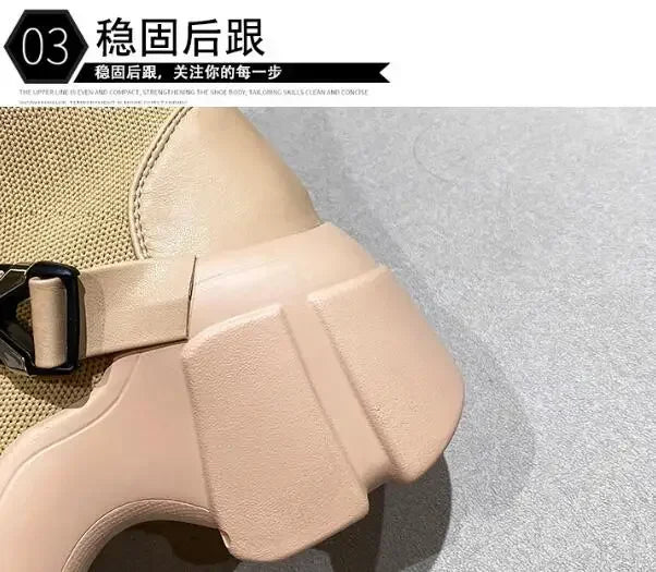 Botines de plataforma alta de 8 cm para mujer, botas cortas con suela gruesa y suela gruesa, antideslizantes, para motocicleta, para otoño