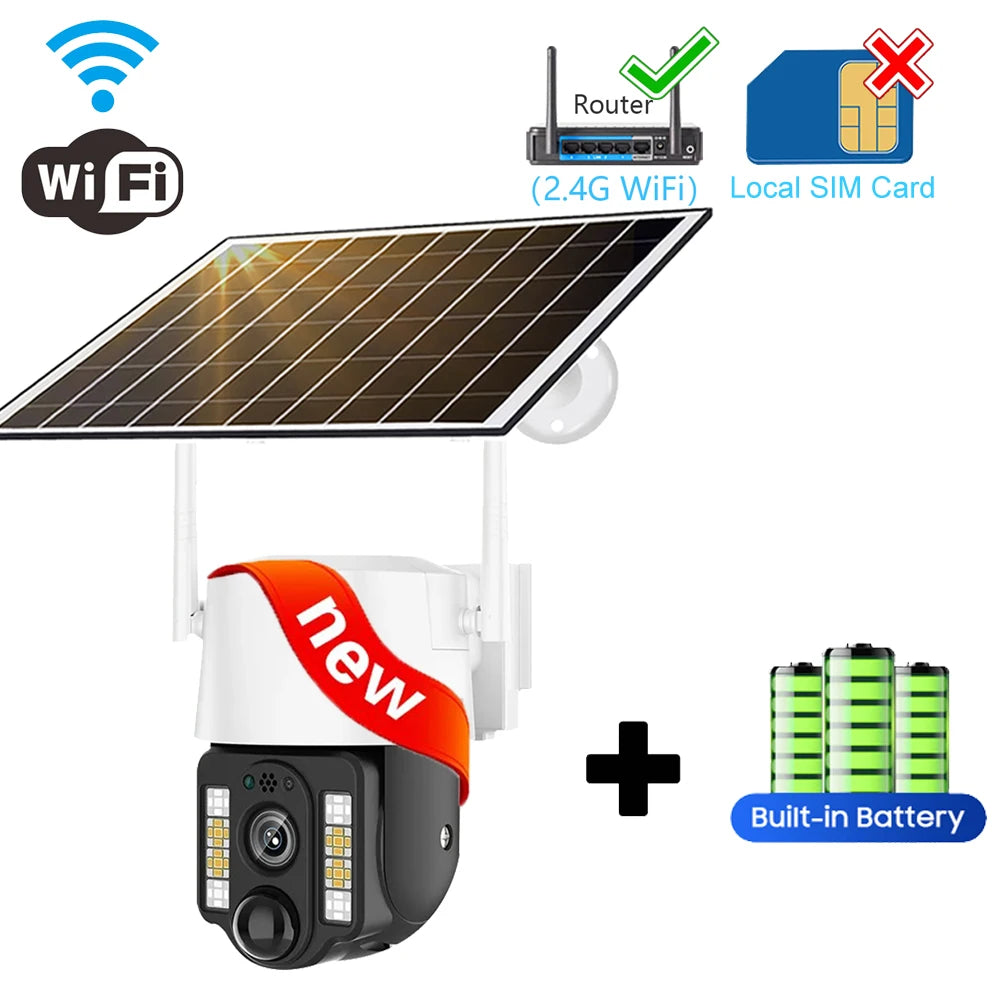 Protección de seguridad Camara Vigilancia Wifi Cámaras solares de Segurid 4g Exterior 5MP Vigilancia inteligente del hogar IP CCTV