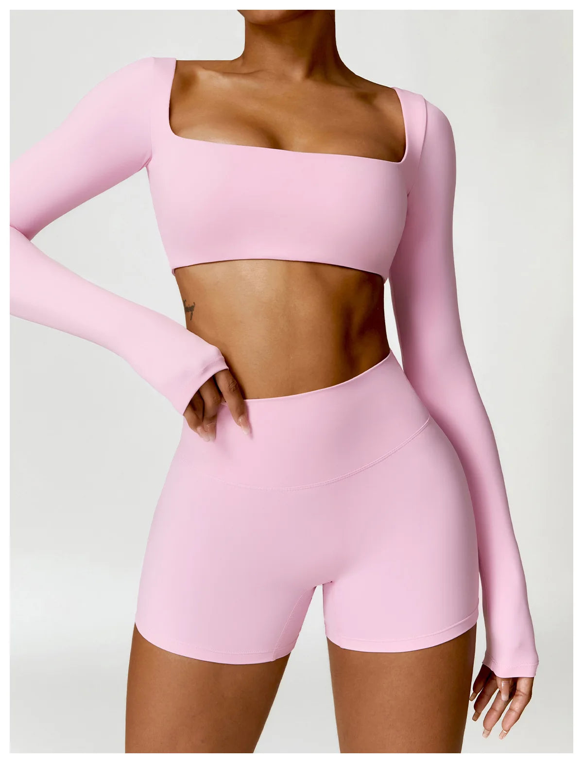 Conjunto de chándal de yoga para mujer, 2 piezas, ropa deportiva para entrenamiento, ropa deportiva, leggings de gimnasio, sujetador de fitness, top corto, trajes deportivos de manga larga