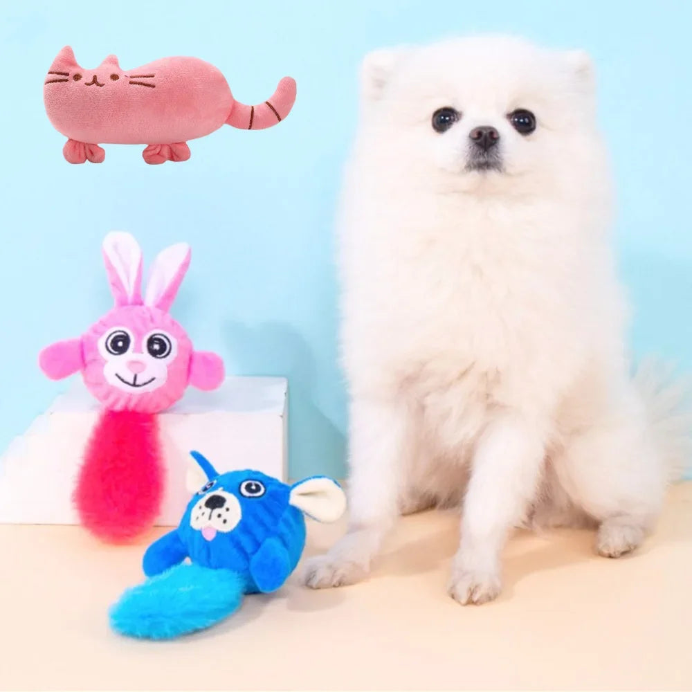 Juguete chirriante con forma de animales para perros pequeños, peluches, juguetes interactivos para masticar, accesorios para jugar con cachorros malteses.
