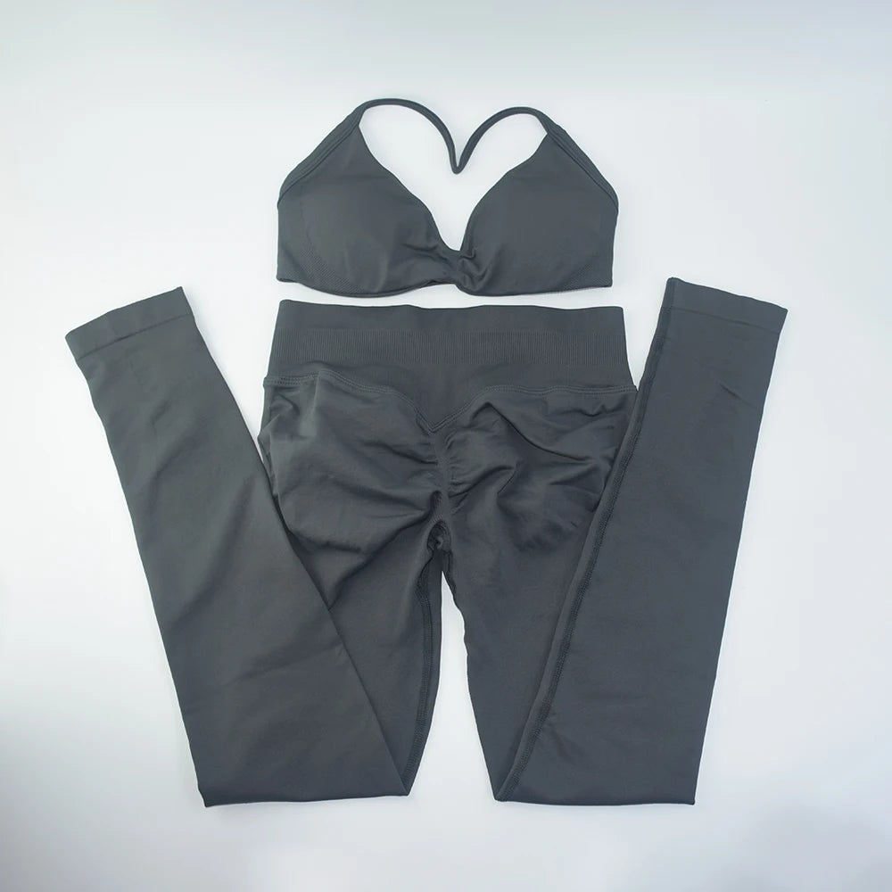 Conjunto de 2 sujetadores de tirantes finos para gimnasio, sin costuras, de alta sujeción, para mujer, deportivos, para entrenamiento, yoga, sin logotipo