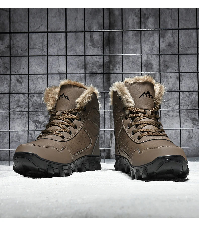 Botas de invierno para hombre, zapatillas cálidas, impermeables, antideslizantes, de felpa, de cuero, talla grande 48, novedad de 2024
