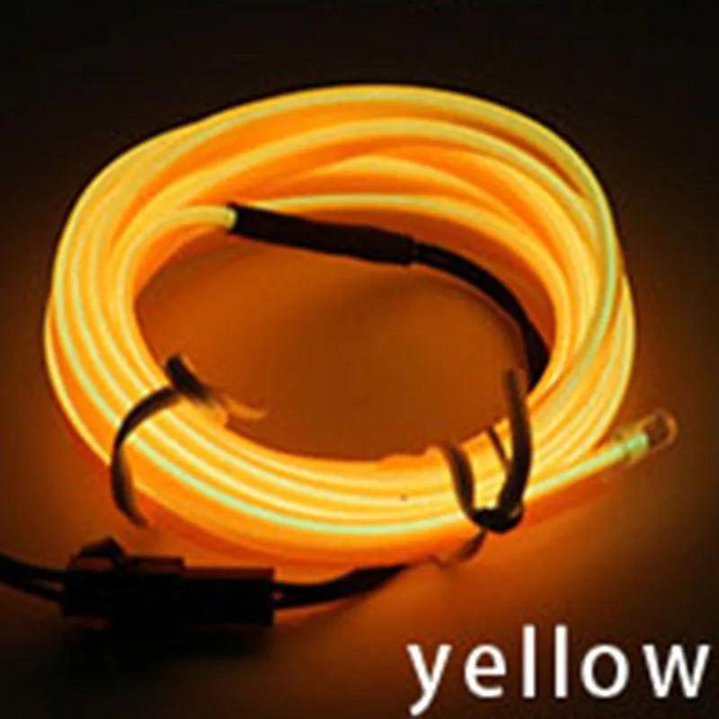Tira de luces LED de neón para ambiente interior de coche, 5 m/118,11 pulgadas, tubo de luz fría EL flexible para bricolaje, decoración para coche