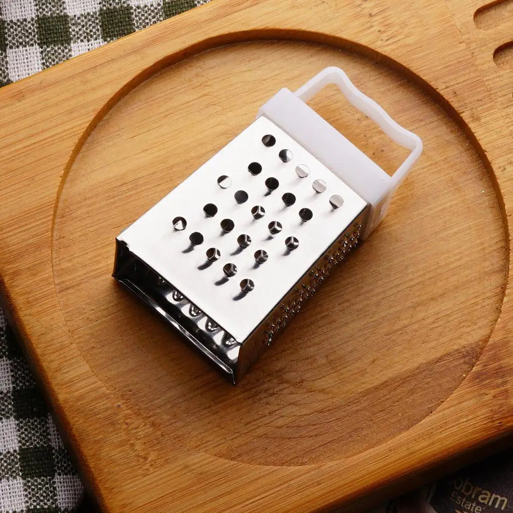 Mini rallador de cuatro lados de acero inoxidable, cortador multiusos de verduras con cuchillas de 4 lados, caja para el hogar, contenedor rallador