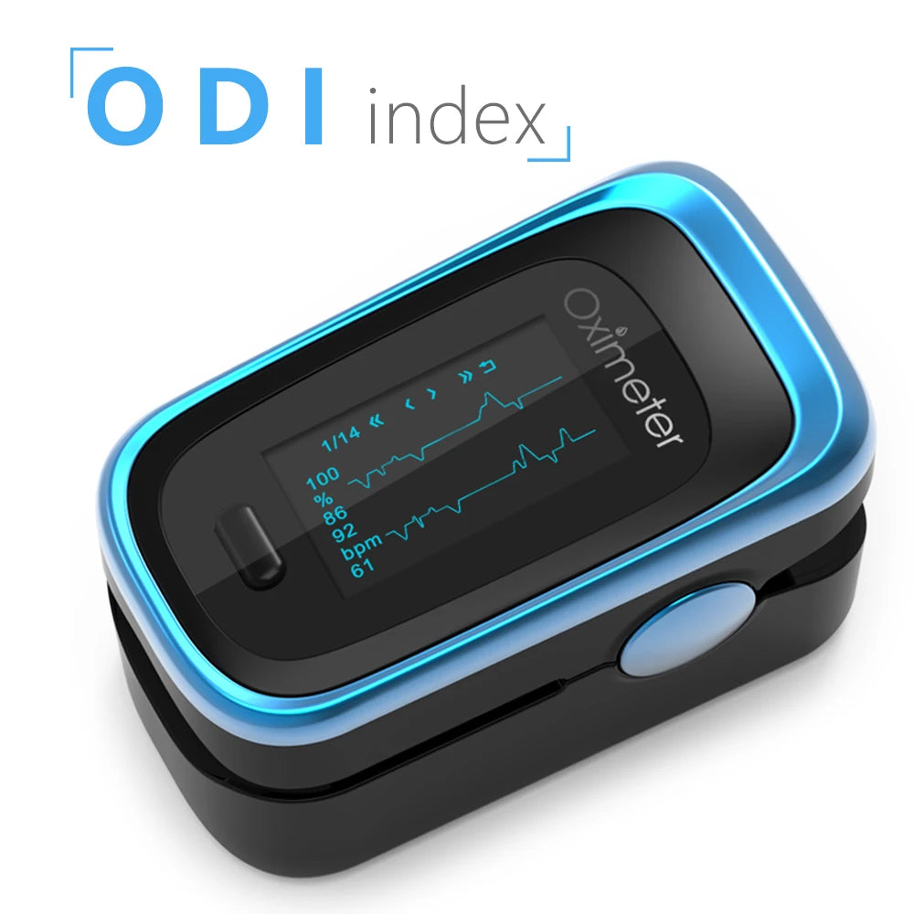 Oxímetro de pulso digital portátil OLED con monitor de sueño de 8 horas y estuche para pulsioxímetro digital.