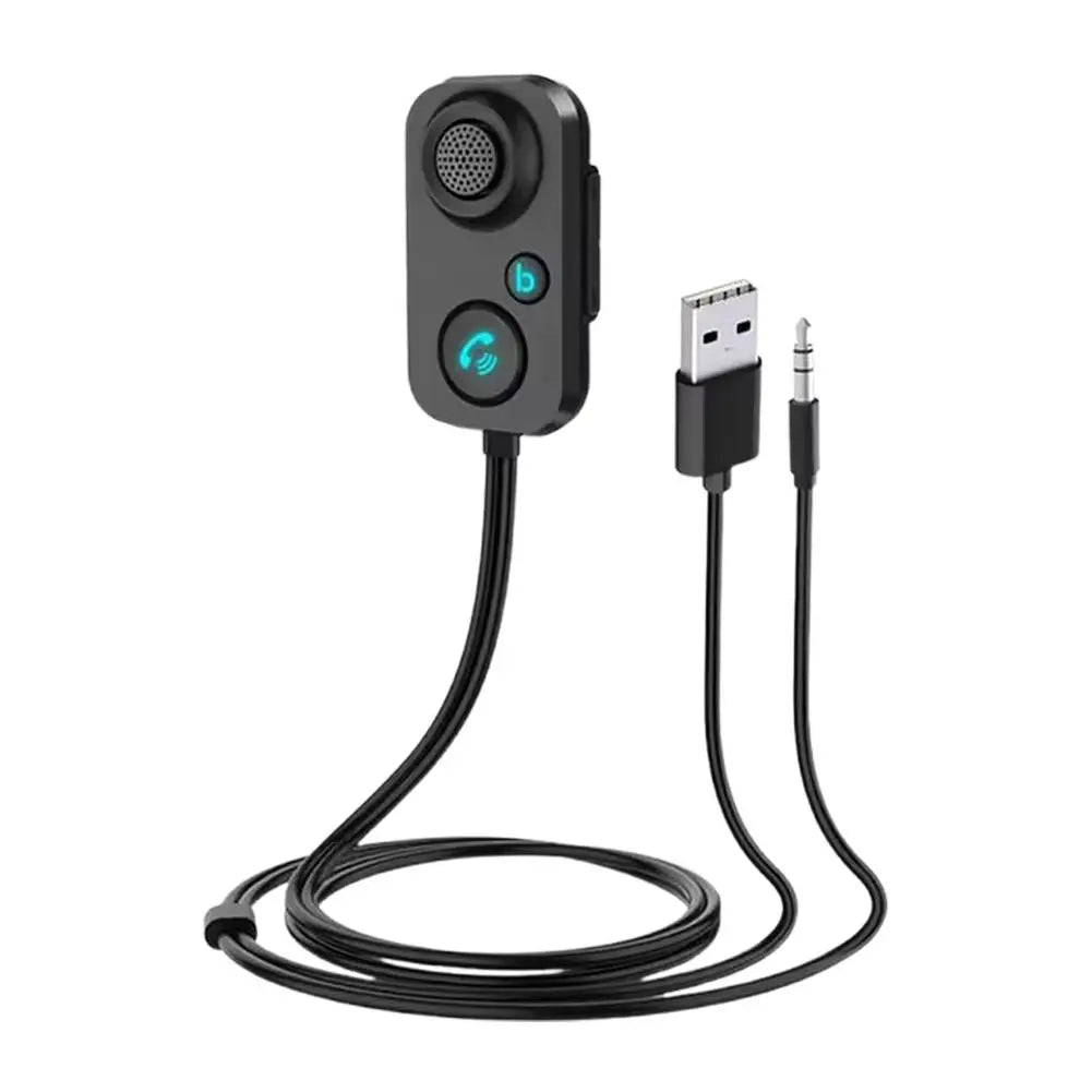 Receptor inalámbrico Bluetooth 5.1 con adaptador de audio auxiliar de 3,5 mm, mini dispositivo manos libres para altavoces de coche y auriculares.