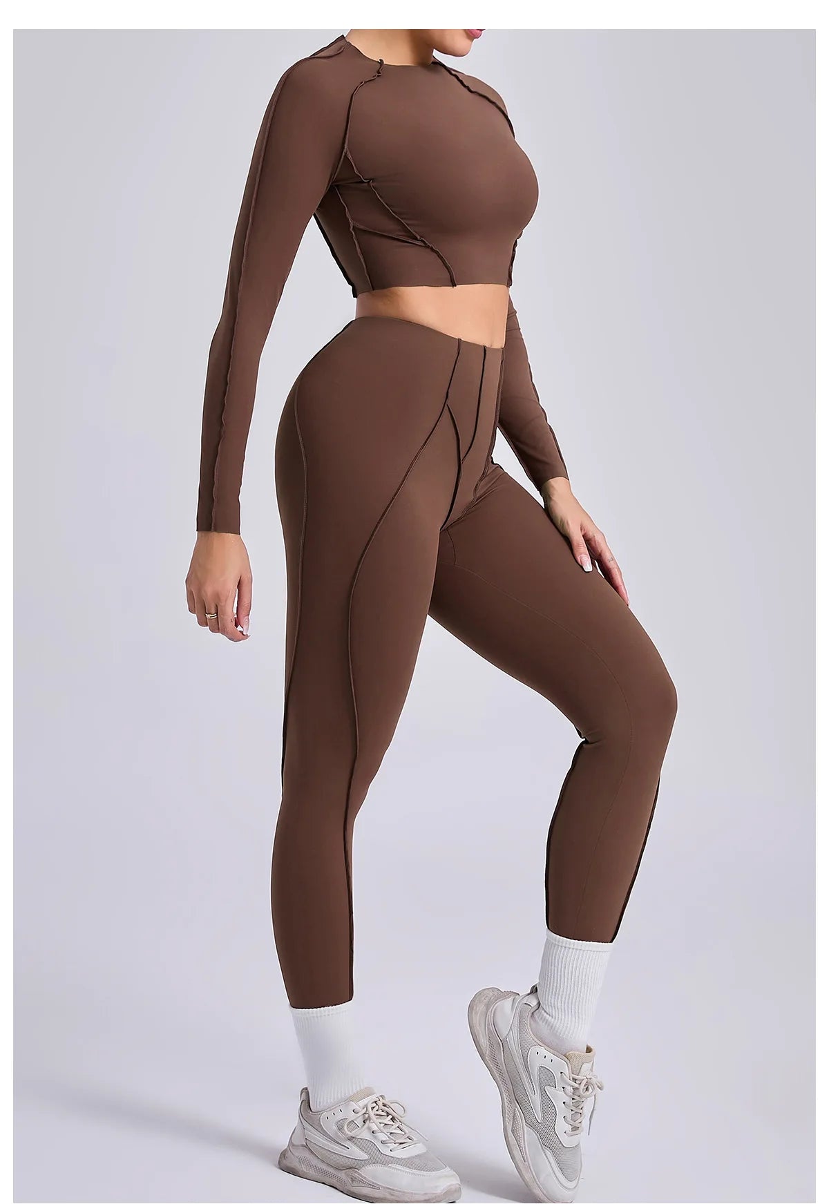 Yoga Set Workout Tracksuits 2 Pieces Gym Clothes Sportswear Yoga Suits For Women Fitness Set Sports Long Sleeved Gym Leggings