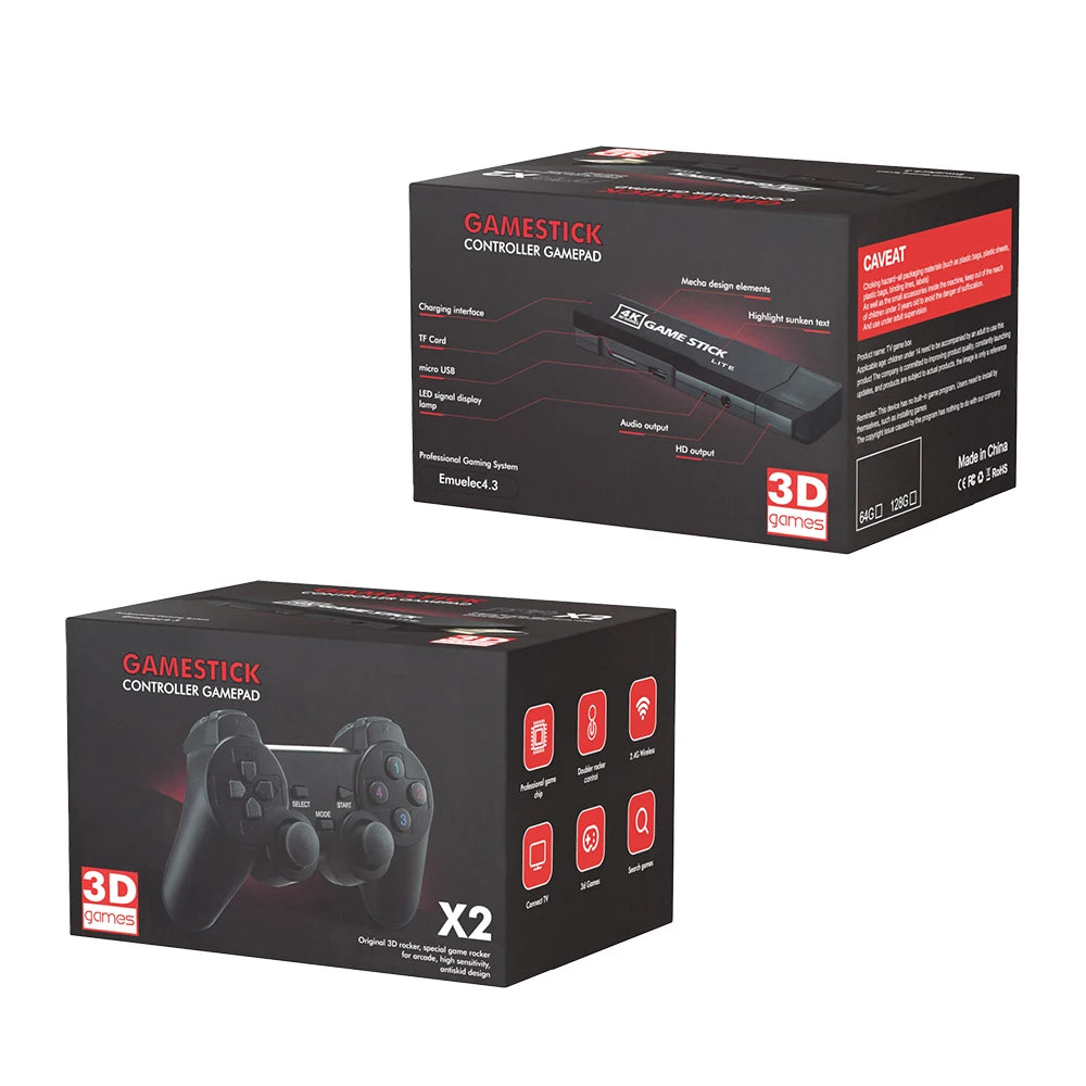 Consola de videojuegos GD10 Game Stick 256 GB 4K HD, doble mando inalámbrico 2,4 GHz, retro, 58.000 juegos para PSP, regalo de Navidad