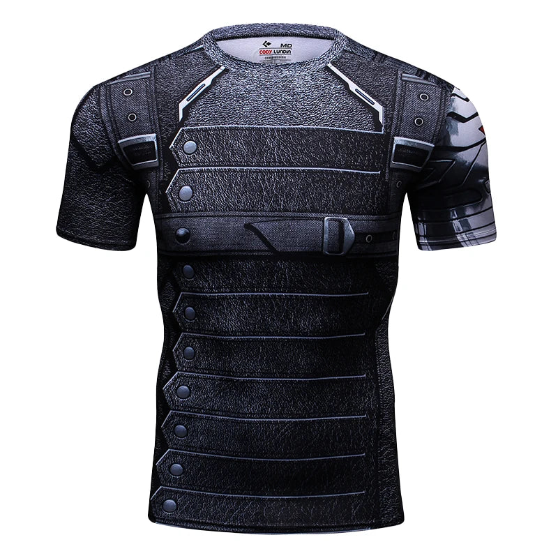Ropa deportiva Marvel, camiseta de compresión de manga corta para hombre, para entrenamiento, deportes atléticos, fitness, gimnasio, running.