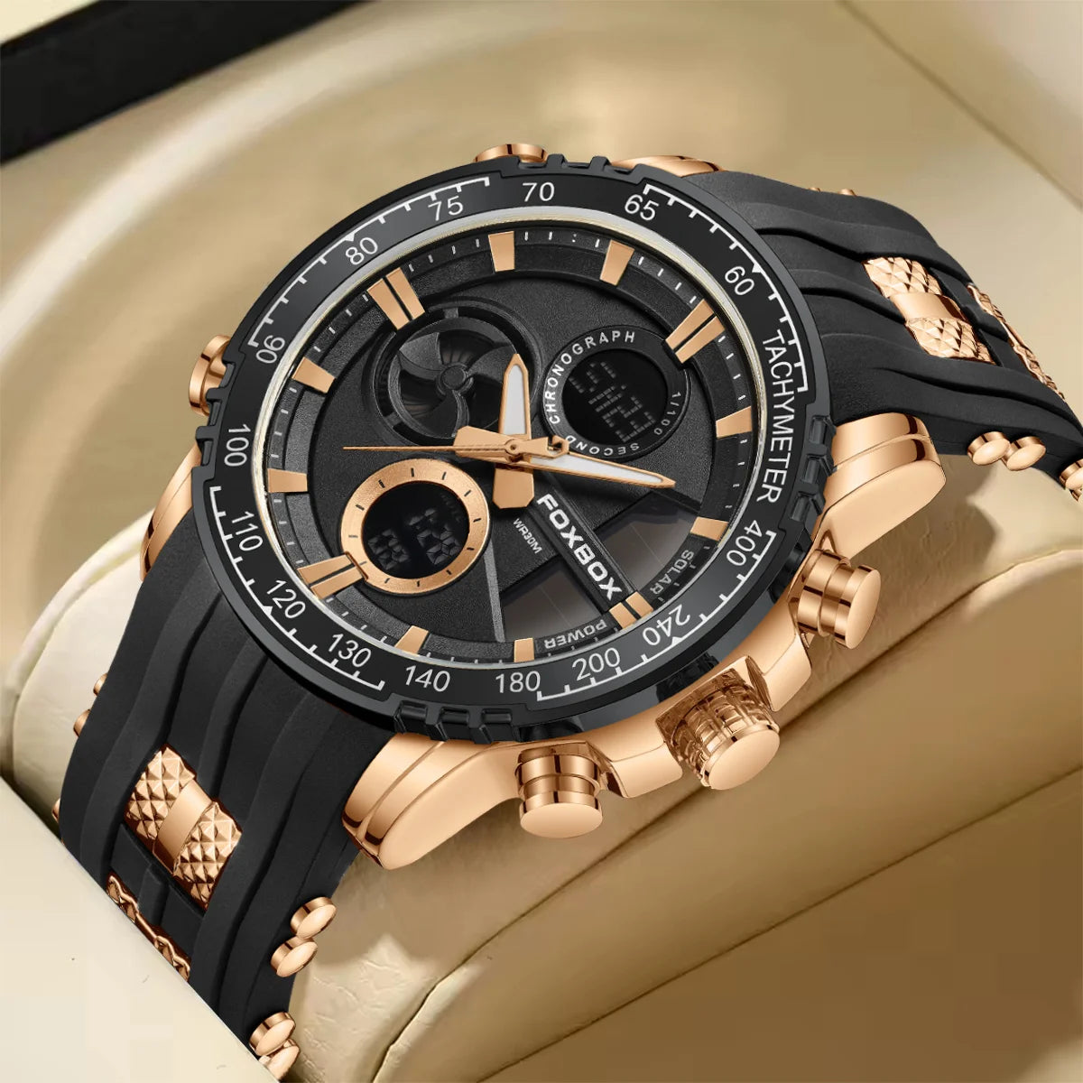 Nuevo reloj cronógrafo deportivo informal para hombre, con correa de silicona, de cuarzo, con esfera grande y punteros luminosos, resistente al agua