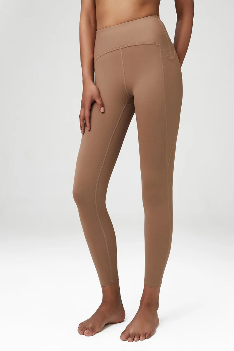 Pantalones de yoga para mujer, sensación de desnudez, alta elasticidad, nailon, cintura alta, leggings deportivos, realce, para correr, gimnasio, ropa deportiva femenina.