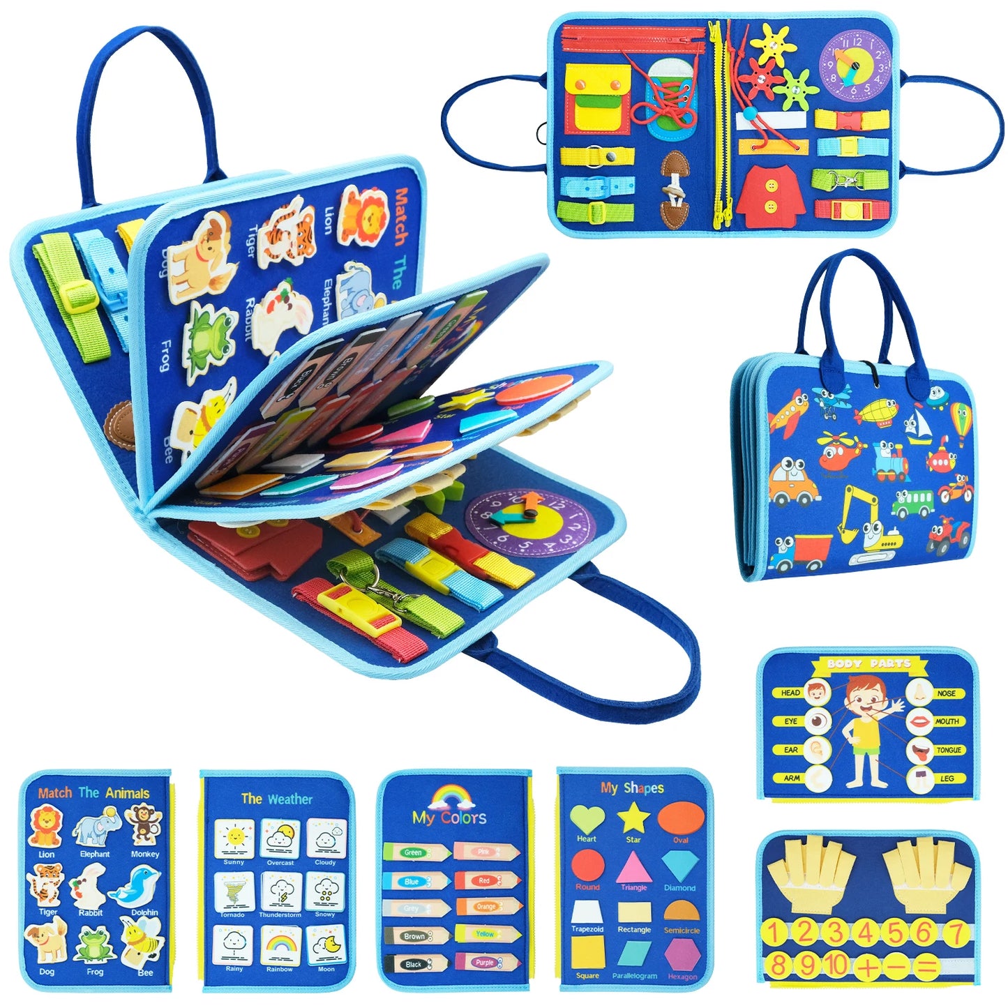 Tablero de actividades sensoriales Montessori Toys para desarrollar habilidades motoras, tablero de aprendizaje para niños pequeños, regalo de Navidad.