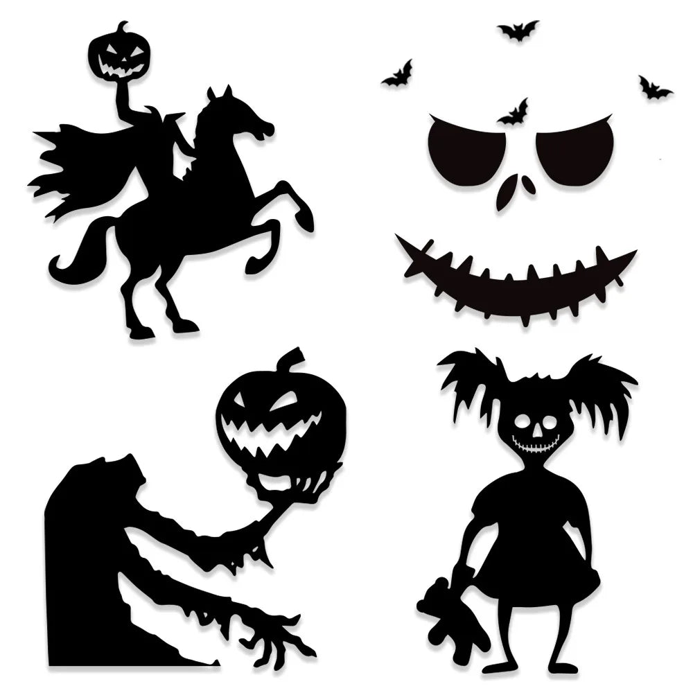 Pegatinas para puerta de habitación, decoración de Halloween, decoración de ventana, esqueleto, mano, calabaza, bricolaje, sombrero de bruja diablo, pegatinas para ventana de vidrio, fantasma