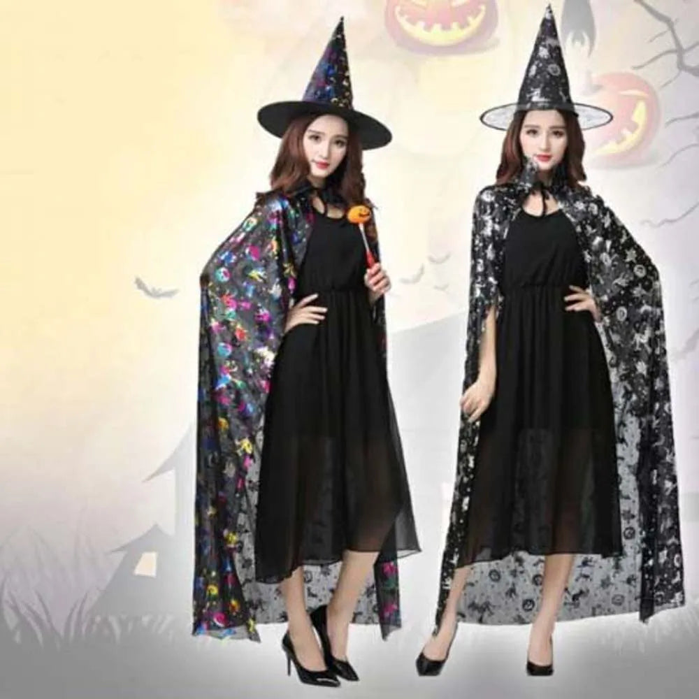 Masquerade Show Performance Costumes Halloween Cloak Sets Pumpkin Ghost Scary Costumes Bat Hat Cosplay Wizard Robe Adult