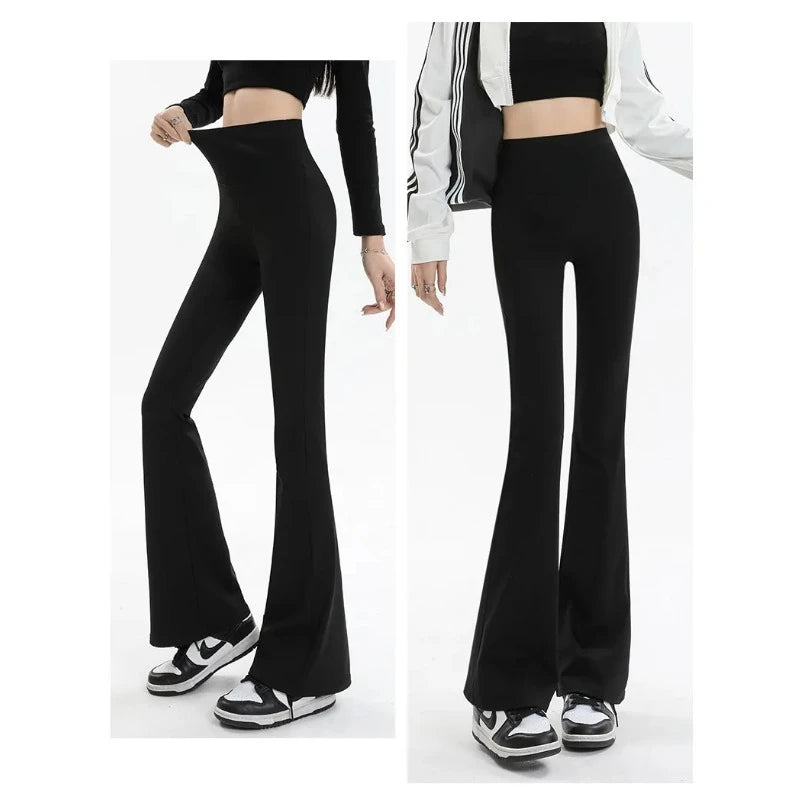 Pantalones de mujer, leggings acampanados, cintura alta, pernera ancha, pantalones de yoga, mallas deportivas sin costuras, para entrenamiento, gimnasio, ropa deportiva informal, adelgazantes.