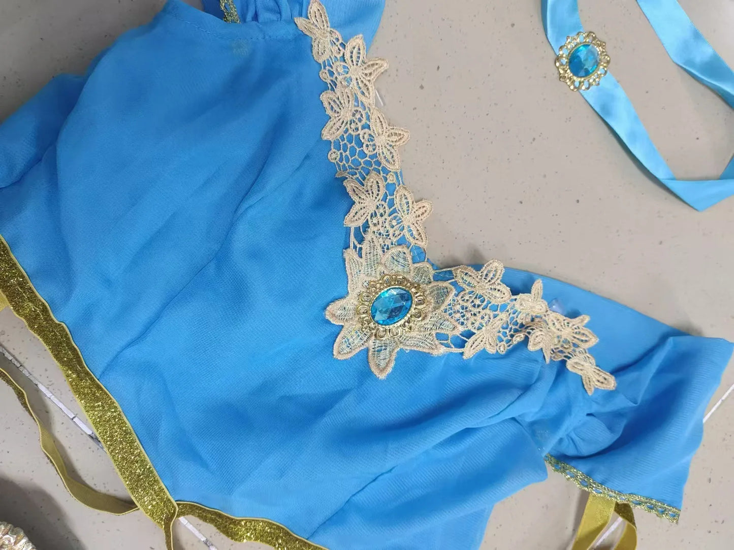 Halloween Fashion Sexy Sky Blue Aladdin Magic Lamp Jasmine Princess Dress Holiday Party Nightclub Stage Performance Costume New