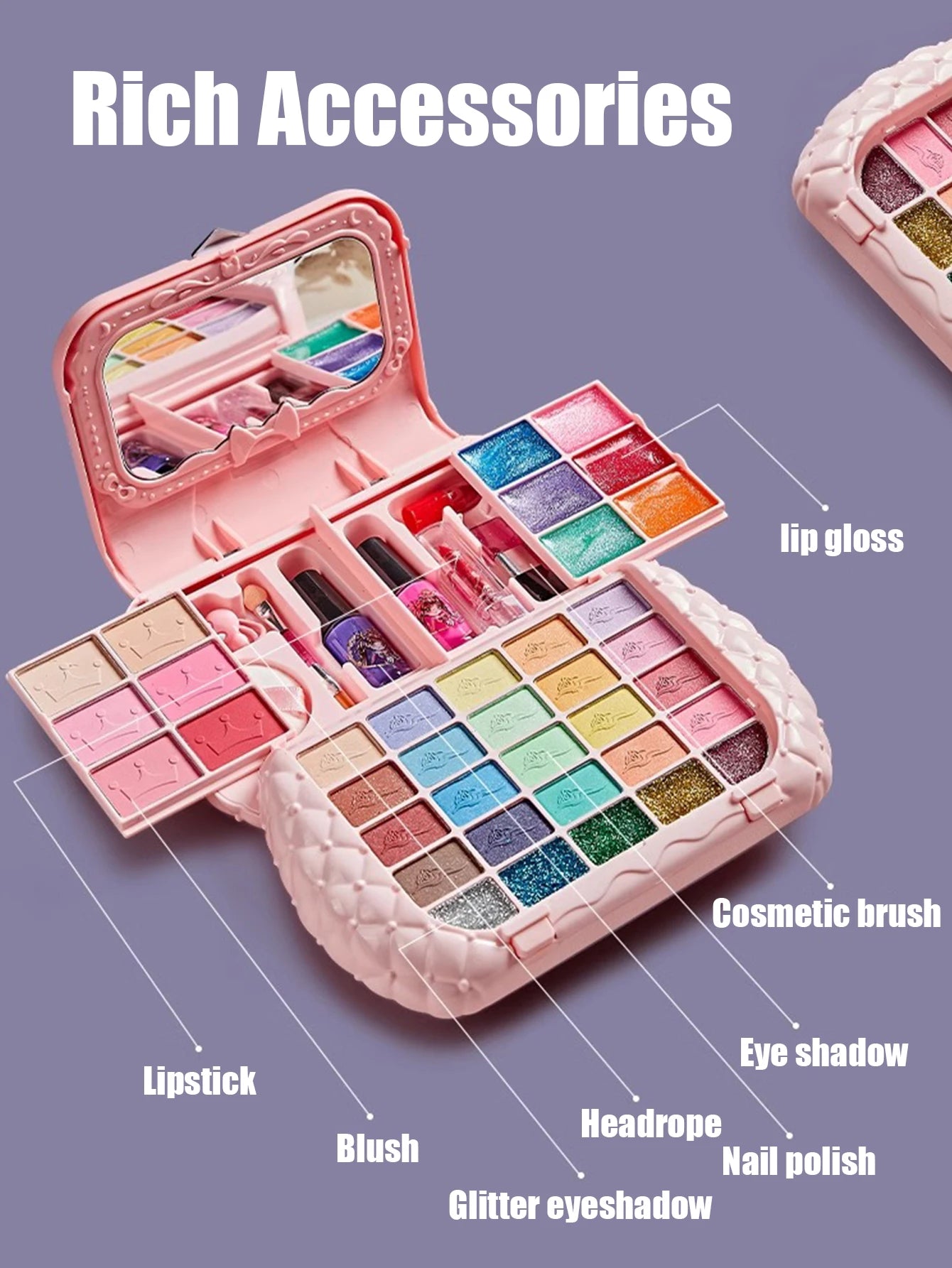 Juego de cosméticos para niños, espejo de niña, princesa, lavable, simulando jugar con juguetes de belleza, regalo no tóxico y seguro.