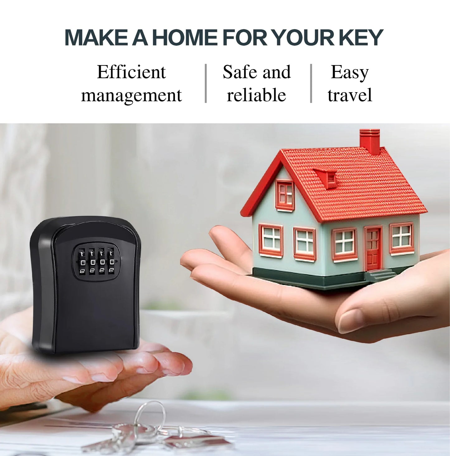 Cerradura de combinación Key Keeper para montar en la pared, resistente al agua, 4 dígitos, contraseñas, caja de almacenamiento para 5 llaves, fácil de arreglar, caja de seguridad para el hogar o la oficina