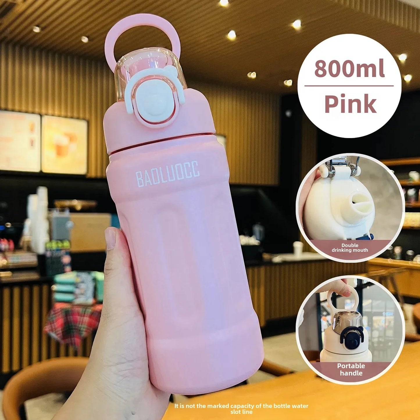 Taza térmica aislante de acero inoxidable 316 de alta capacidad, portátil, deportiva, con pajita, para hombres, mujeres y estudiantes, ideal para actividades al aire libre.